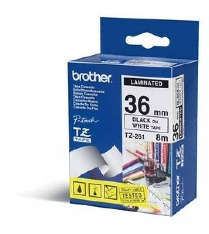 Fita Laminada de 36 mm - Branco/Preto, para P-Touch
