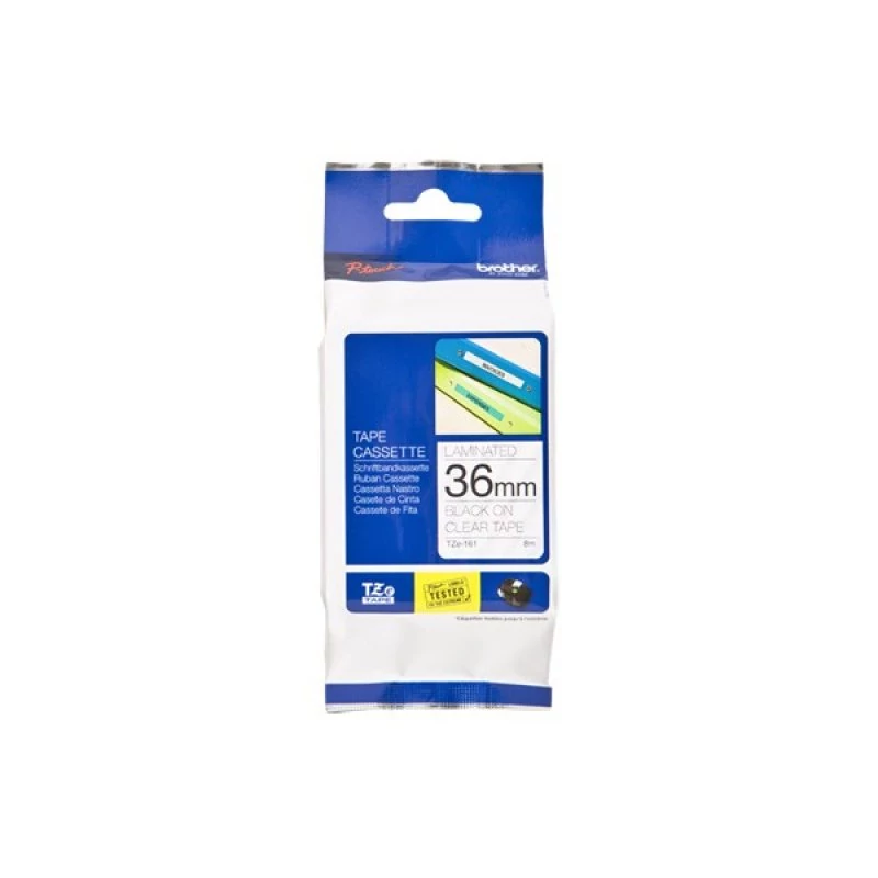 Fita Laminada de 36mm - Transparente/ Preta. para P-Touch