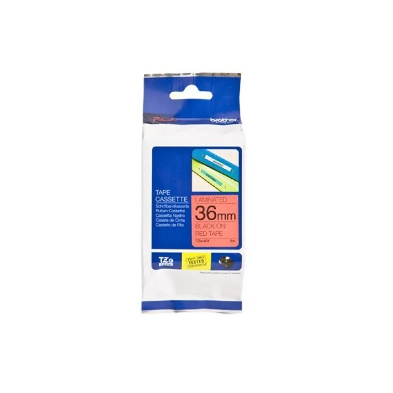 Fita Laminada de 36 mm - Vermelho / Preto, para P-Touch