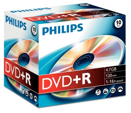 Philips DVD+R 4,7GB 16x Jewel Case (10 unidades)