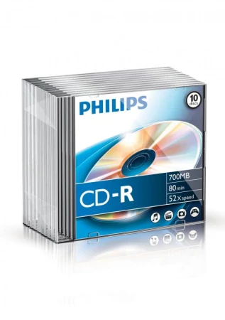 Philips CD-R 80Min 700MB 52x Slim Case (10 unidades)