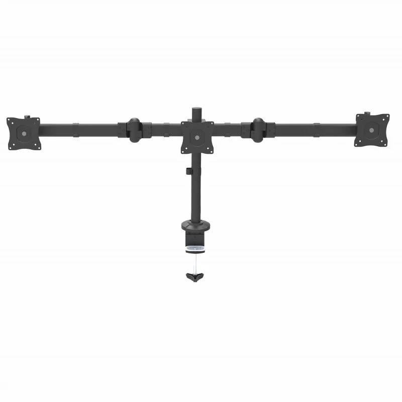 Startech Desk Mount Triple Monitor Arm, Ergonomic VESA 3 Monitor Mount up to 27", Articulating & Height Adjustable Pole Mount, Tilt/Swivel/Rotate LCD/LED Screen, Desk Clamp/Grommet - Monitor Pole Mount (ARMTRIO) - Braço ajustável - para 3 monitores -
