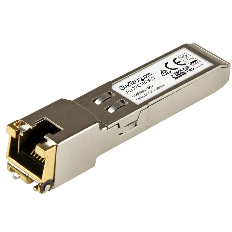 Startech 10 Pack of HPE J8177C Compatible SFP Module, 1000BASE-T, SFP to RJ45 Cat6/Cat5e, 1GE Gigabit Ethernet SFP, RJ-45 (Copper) 100m, HPE 1810, 1820, 2530, Mini GBIC Transceiver - Lifetime Warranty (J8177C10PKST) - Módulo de transceptor SFP (mini-