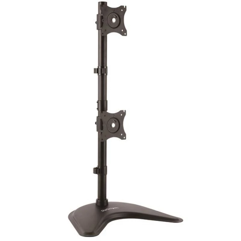 Startech Vertical Dual Monitor Stand - Supports Monitors 13" to 27" - Adjustable - Computer Monitor Stand for Double Stacked VESA Monitors - Black (ARMBARDUOV) - Plataforma - para 2 monitores - aço de alta resistência - preto - tamanho de tela: 13"-2