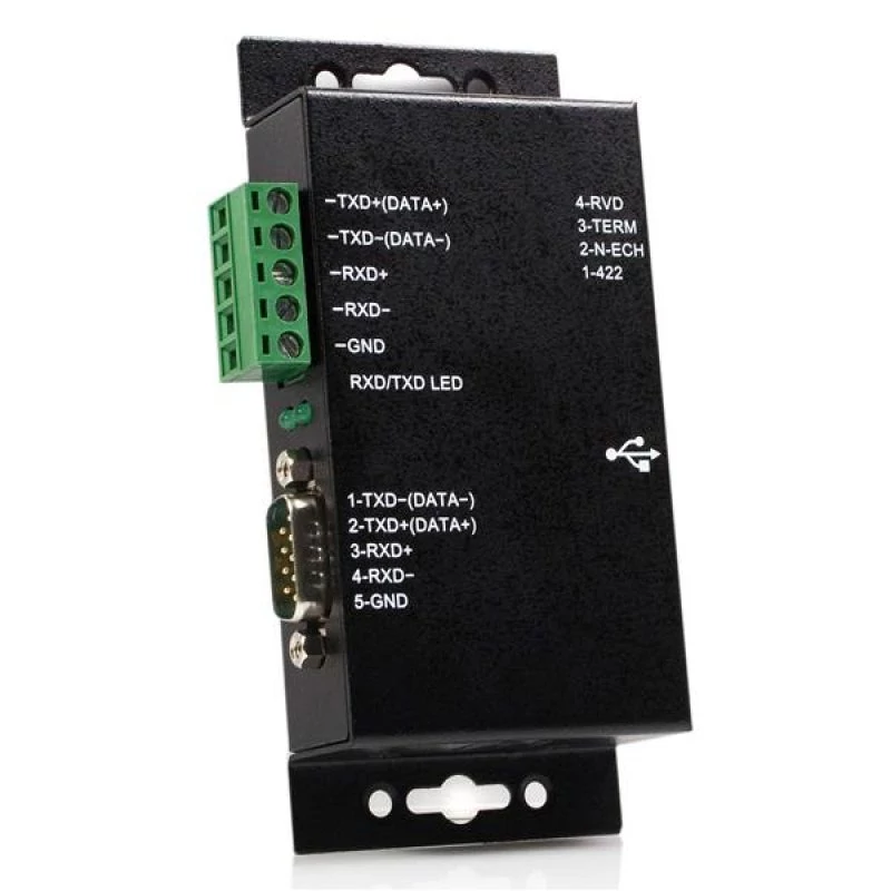 Startech 1 Port Metal Industrial USB to RS422/RS485 Serial Adapter w/ Isolation (ICUSB422IS) - Adaptador serial - USB - RS-422, RS-485 - preto