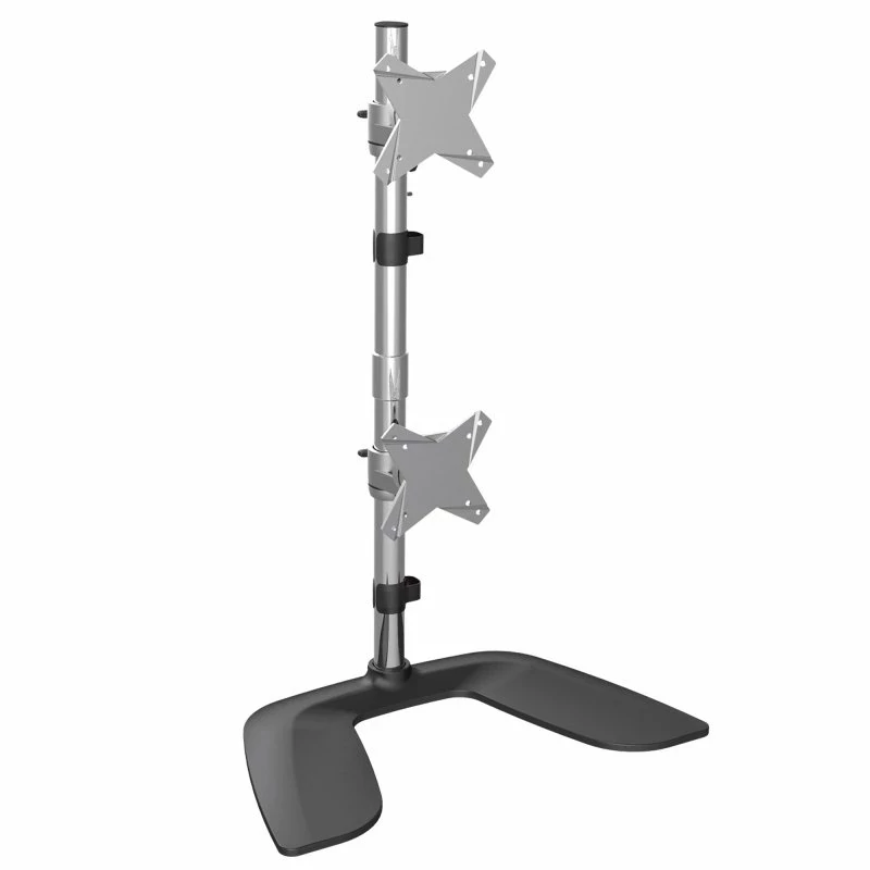 Startech Vertical Dual Monitor Stand, Ergonomic Desktop Stacked Two Monitor Stand up to 27 inch VESA Mount Displays, Free Standing Universal Monitor Mount, Height Adjustable, Silver - Double Monitor Holder (ARMDUOVS) - Plataforma - para 2 monitores -