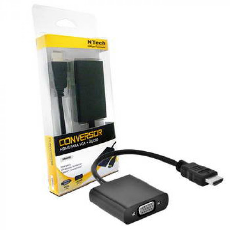 NTECH NBA300 CABO CONVERSOR HDMI A M PARA VGA F 0.25M PRETO - RETAIL