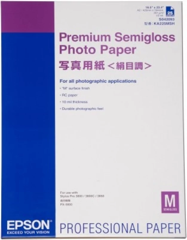 Premium Semigloss Photo PAPER A2(420X594mm) (25 Folhas)