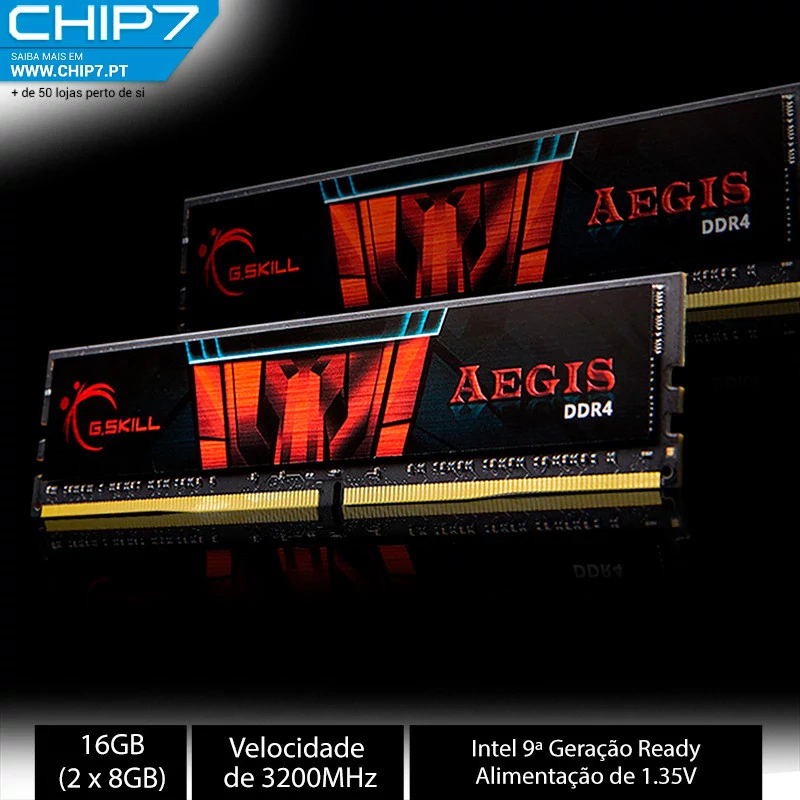 G.Skill Kit 16GB (2 x 8GB) DDR4 3200MHz Aegis CL16 | CHIP7