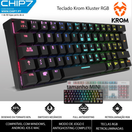 Krom Kluster RGB PT - Mini teclado mecânico gaming 60%