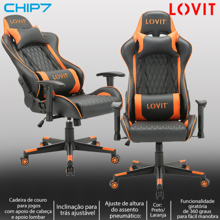 LOVIT - Cadeira Gaming TIGER Preto/Laranja