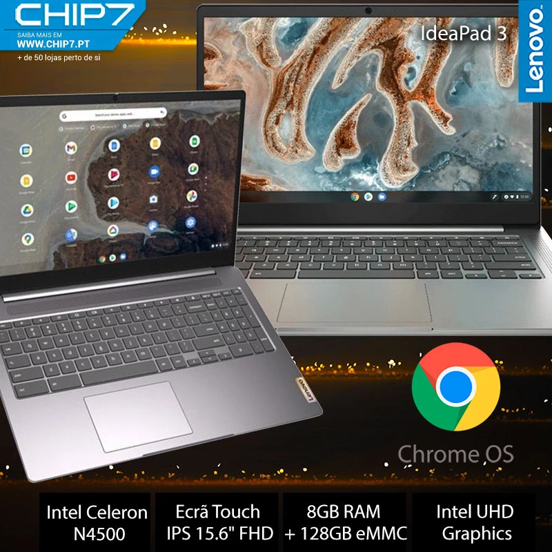 Lenovo IdeaPad 3 Chromebook Gen 6 - Ordenador Portátil 15.6 FullHD (Intel  Celeron N4500, 8GB RAM, 128GB
