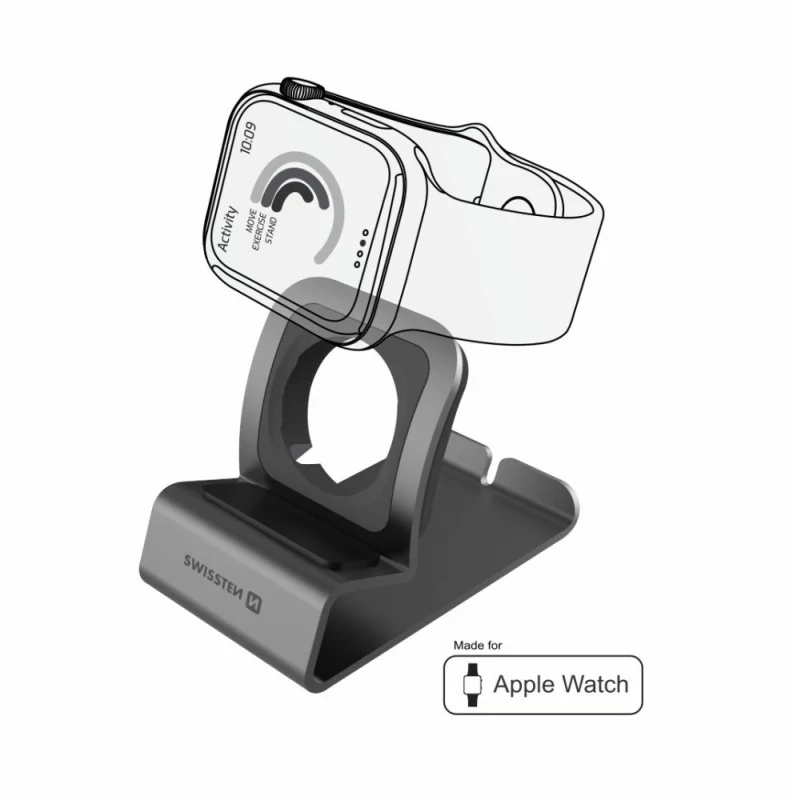 Swissten - Aluminum Stand for Apple Watch (space grey)