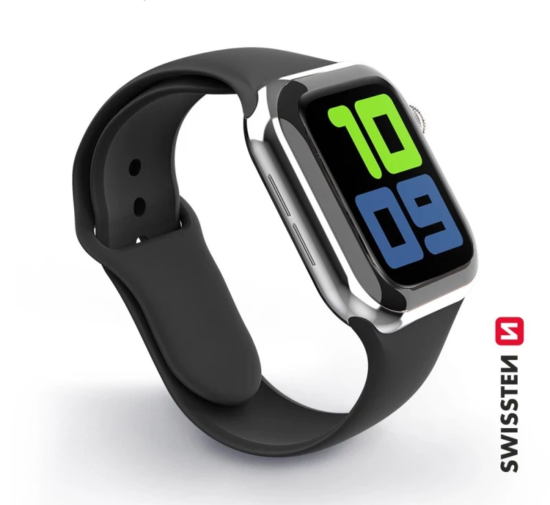 Swissten - Silicone Band for Apple Watch 38-41mm (black)