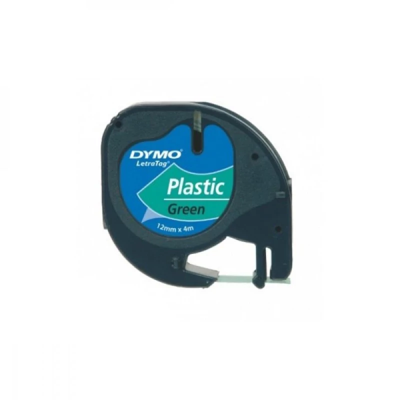 DYMO - Fita LetraTAG Plástico 12mm Preto/Verde