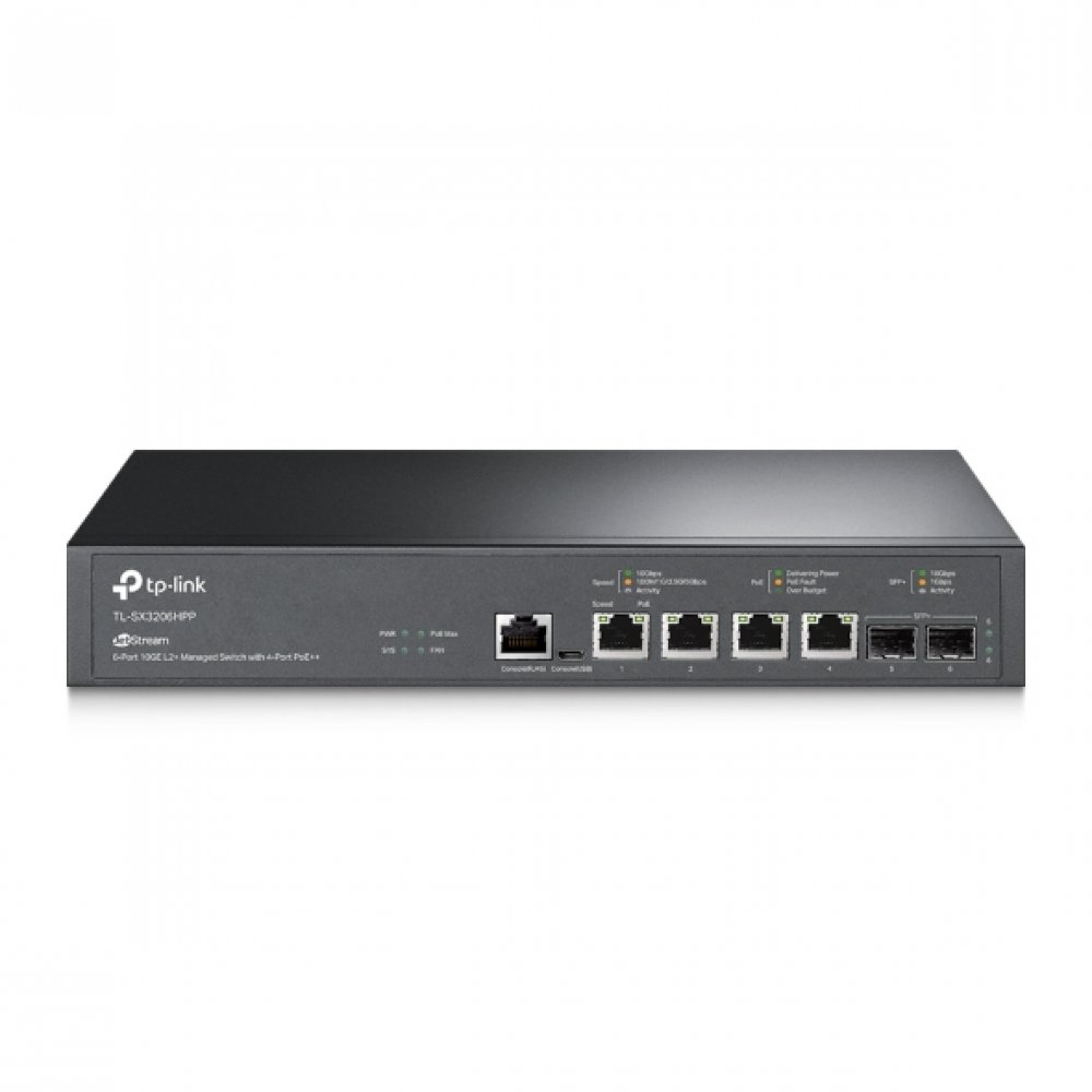 Switch TP-Link JetStream 4-Port 10GBase-T and 2-Port 10GE SFP+ L2+ Managed Switch with 4-Port PoE++