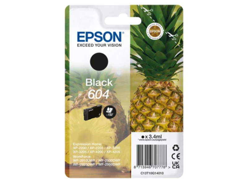 Tinteiro EPSON 604 preto - WF-2910/ 293x/ 2950, XP-220x/ 320x/ 420x