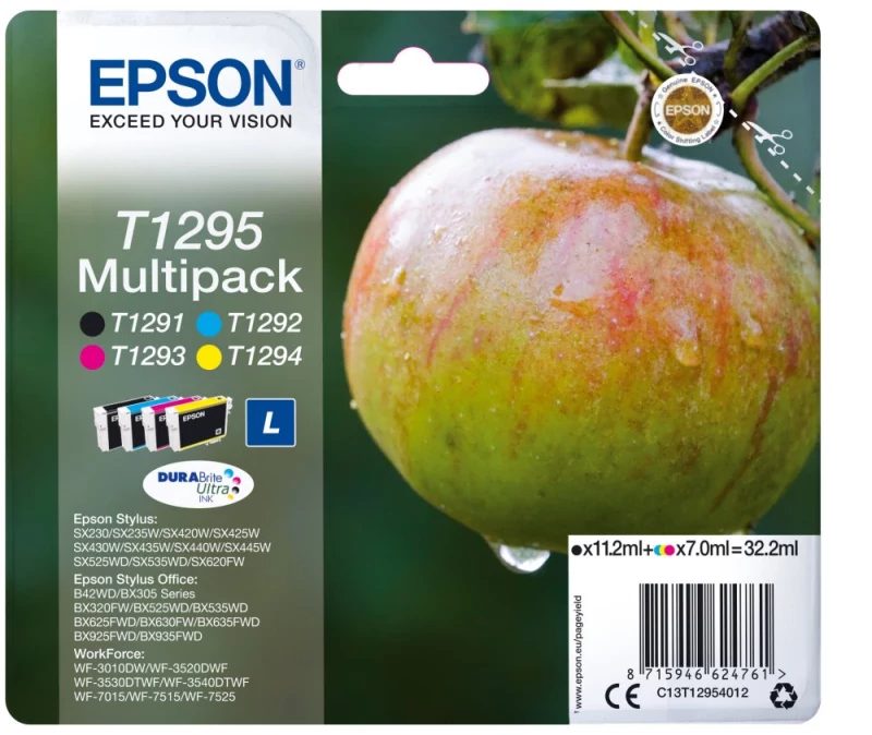 MULTIPACK de 4 cores T1295 Tinta DURABrite Ultra (c/alarme RF+AM)