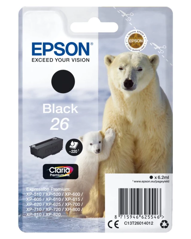 Tinteiro Preto Série 26 Urso Polar Tinta Claria Premium (c/alarme RF+AM)