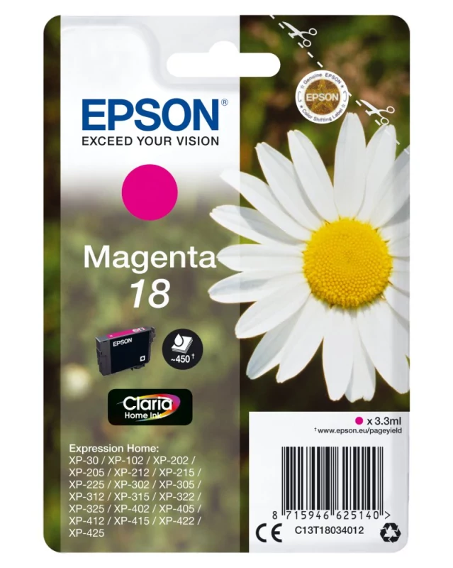Tinteiro EPSON 18 Magenta - XP-30/x02/x05/x12/x15/x22/x25