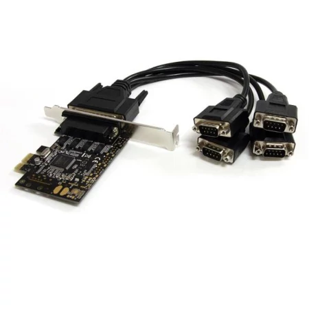 Startech 4 Port PCI Express RS232 Serial Adapter Card - Single-Lane PCI Express - Breakout Cable - RS232 Extension - PCIe Serial Card (PEX4S553B) - Adaptador serial - PCIe - RS-232 x 4