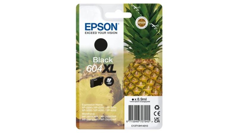 Tinteiro EPSON 604 pretoXL - WF-2910/ 293x/ 2950, XP-220x/ 320x/ 420x