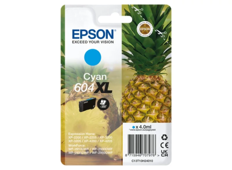 Tinteiro EPSON 604 cianoXL - WF-2910/ 293x/ 2950, XP-220x/ 320x/ 420x