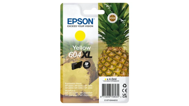 Tinteiro EPSON 604 amareloXL - WF-2910/ 293x/ 2950, XP-220x/ 320x/ 420x