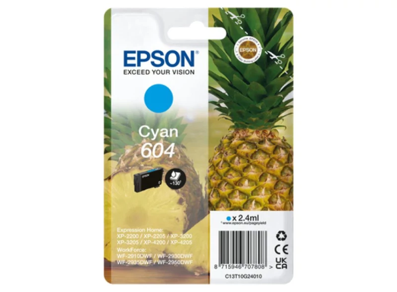 Tinteiro EPSON 604 ciano - WF-2910/ 293x/ 2950, XP-220x/ 320x/ 420x