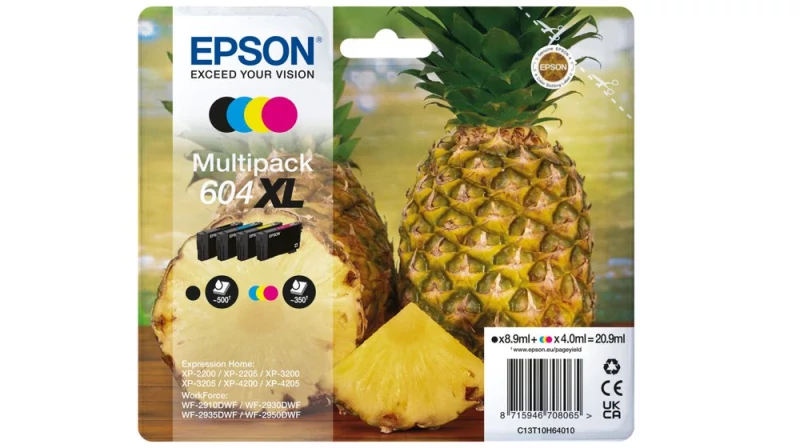 Tinteiro EPSON Multipack 4 604 coresXL - WF-2910/ 293x/ 2950, XP-220x/ 320x/ 420x