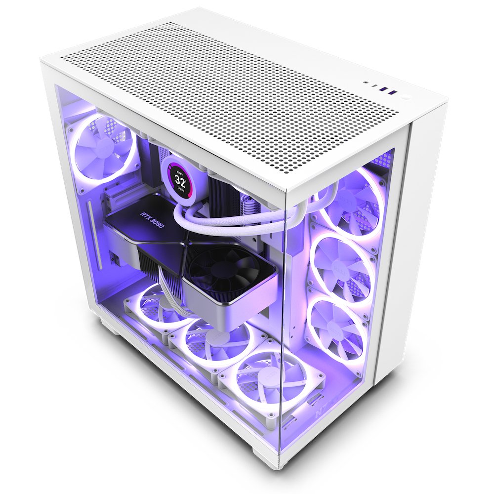 Caixa ATX NZXT H9 Flow Branca Vidro Temperado