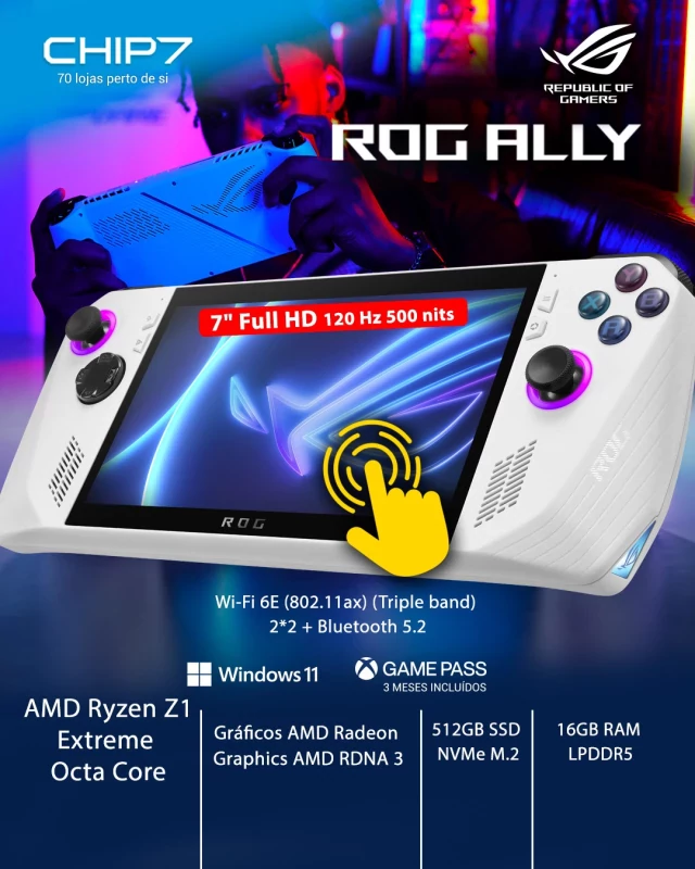 Consola Portátil Asus ROG Ally RC71L 7 Ryzen Z1 Extreme Branca