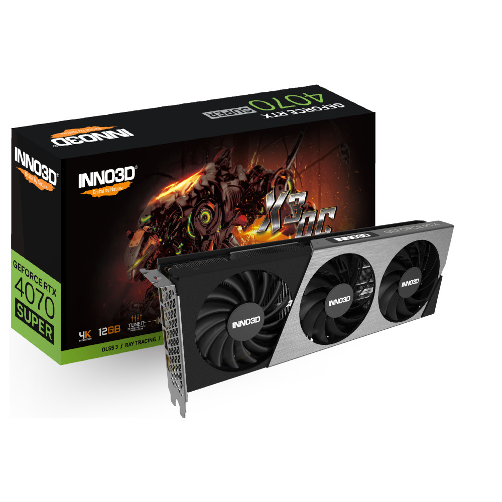 PLACA GRAFICA INNO3D NVD RTX 4070 SUPER X3 OC 12GB GDDR6X 1x HDMI 3x DP