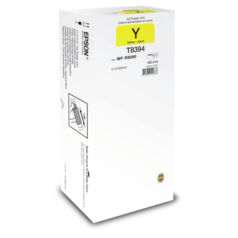 Tinteiro EPSON Unidade de abastecimento de tinta T839 Amarelo XL - WorkForce Pro WF-R8590