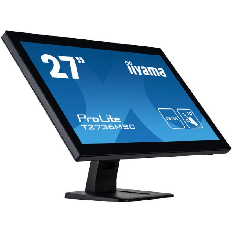 iiyama ProLite T2752MSC-B1 - Monitor LED - 27" - ecrã de toque - 1920 x 1080 Full HD (1080p) @ 60 Hz - IPS - 400 cd/m² - 1000:1 - 5 ms - HDMI, DisplayPort - altifalantes - preto, mate