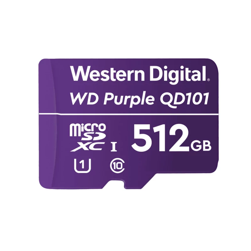WD Purple SC QD101 WDD512G1P0C - Cartão de memória flash - 512 GB - UHS-I U1 / Class10 - microSDXC UHS-I - púrpura