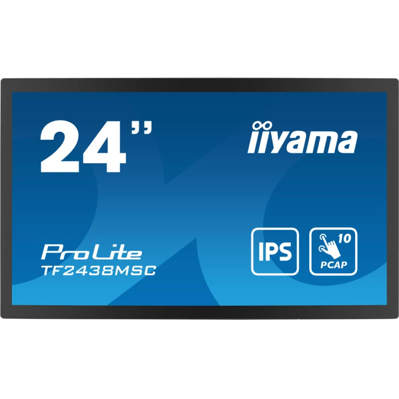 iiyama ProLite TF2438MSC-B1 - Monitor LED - 24" (23.8" visível) - moldura aberta - ecrã de toque - 1920 x 1080 Full HD (1080p) - IPS - 600 cd/m² - 1000:1 - 5 ms - HDMI, DisplayPort - altifalantes - preto, mate
