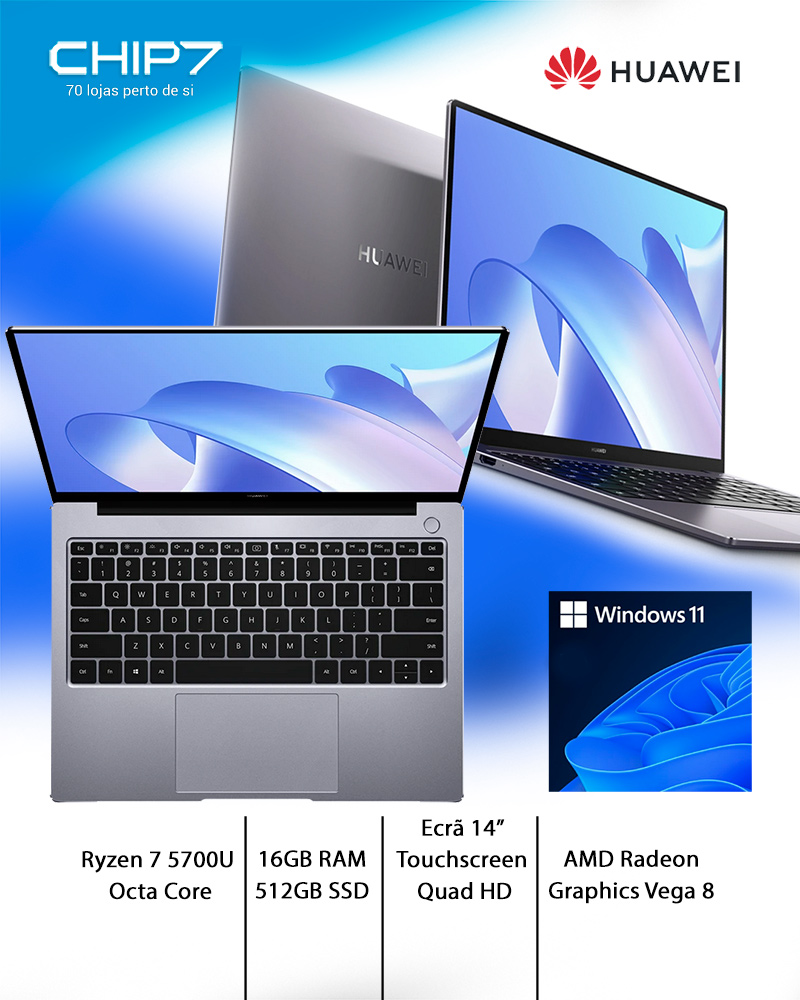 Portátil MateBook 14 - AMD Rizen 7-5700U, 16GB, 512GB, Windows 11