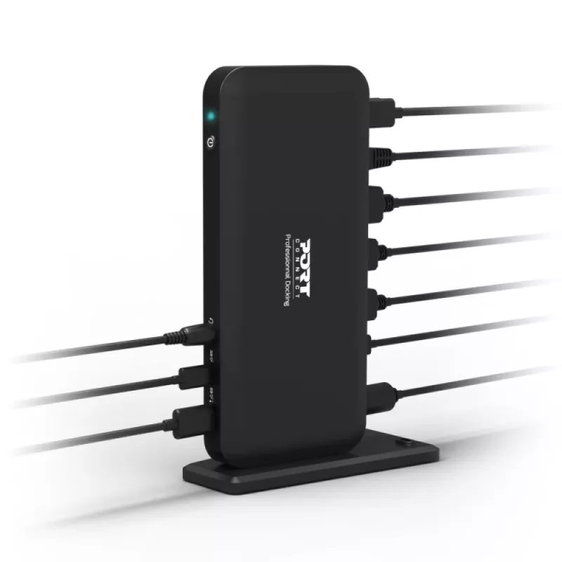Docking Station Port Designs 4K USB-C 1xHDMI 2xDP 1xRJ45 3xUSB3 2xUSB-C 1x3.5 PD 85W