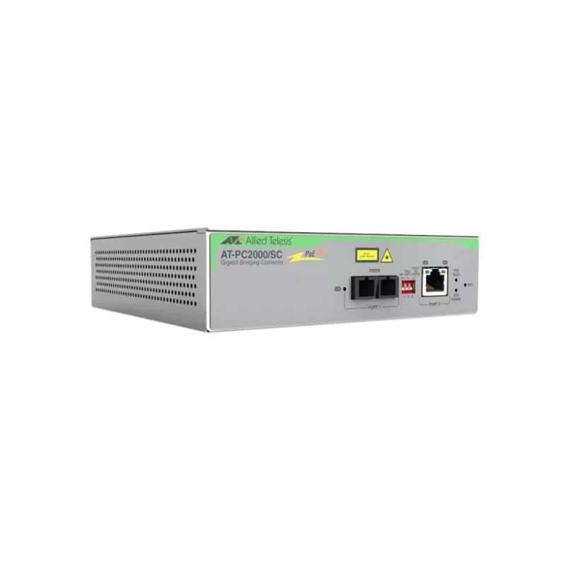 Conversor de mídia Allied Telesis PoE+ 1x 10/100/1000T PoE+ (máx. 30W) RJ45 1x 1000BaseSX SC multimodo