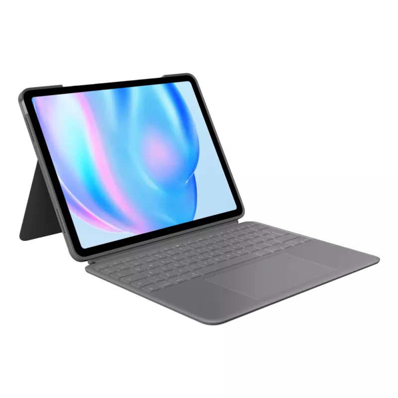 Logitech Combo Touch - Teclado e pasta de folio - com trackpad - retroiluminação - Apple Smart connector - QWERTY - Espanhol - cinzento oxford - para Apple 13-inch iPad Air (M2)