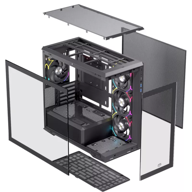 Caixa Micro-ATX EINAREX Zenith ZM800 RGB 4 Ventoinhas Preto -EXCS