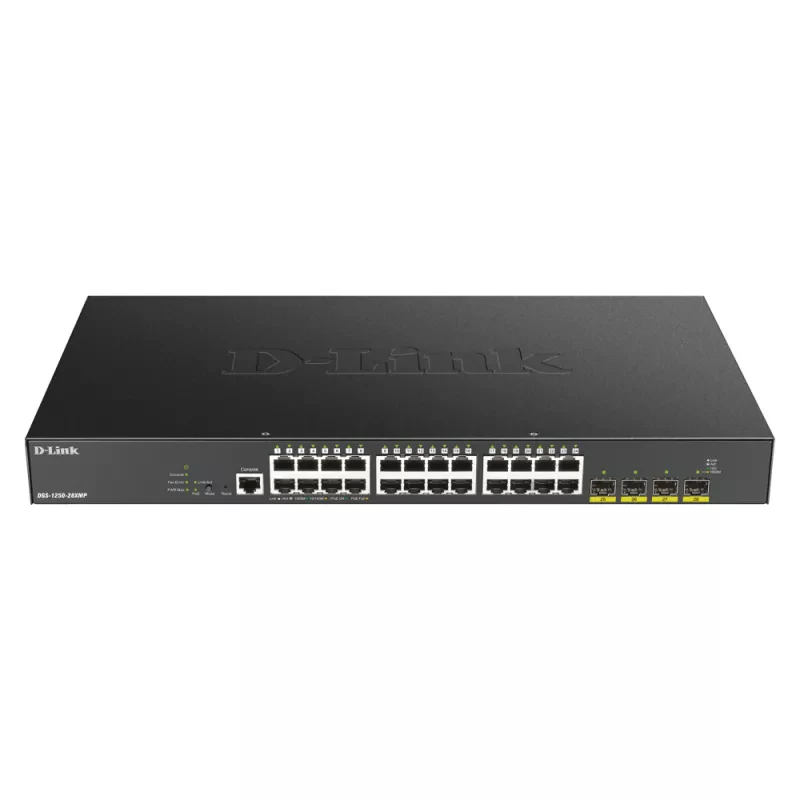 Switch D-Link 24 Portas Gigabit PoE Smart Managed com 4 Portas 10G SFP+ 370Watts
