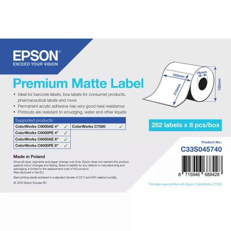 PREMIUM MATTE LABEL - DIE-CUT ROLL: