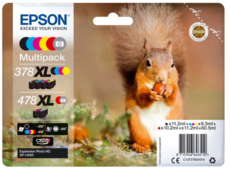 Tinteiro EPSON 378+478 Multipack 6 Cores XL - Expression Phpoto XP-15000
