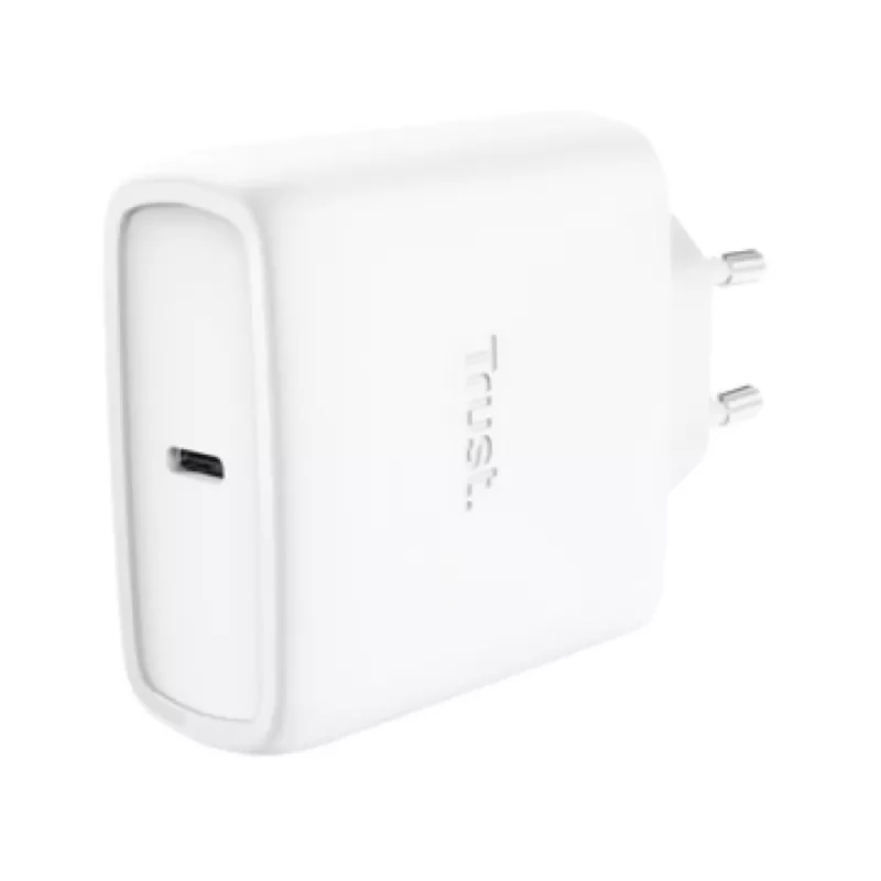 TRUST CARREGADOR GAN 65W 1xUSB-C INCLUI CABO 2 MT BRANCO