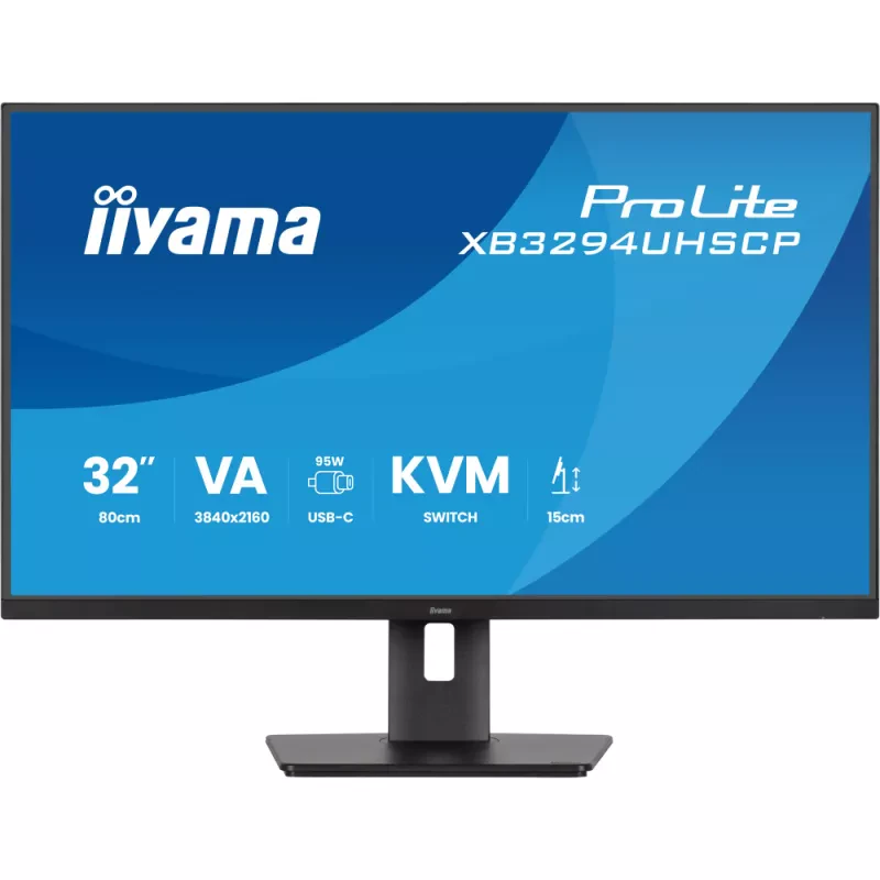 iiyama ProLite XB3294UHSCP-B1 - Monitor LED - 31.5" - 3840 x 2160 4K @ 60 Hz - VA - 400 cd/m² - 3000:1 - 2 ms - HDMI, DisplayPort, USB-C - altifalantes - preto, mate