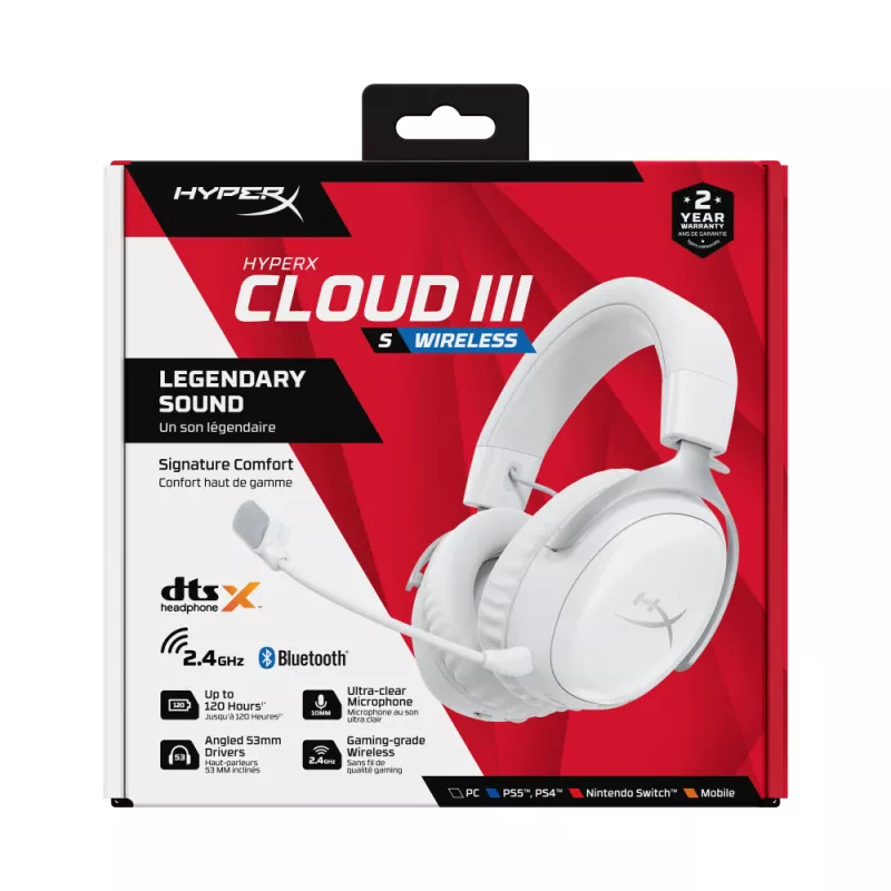 Headset HyperX Cloud III S Wireless - Branco | CHIP7