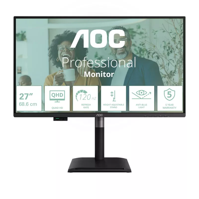AOC MONITOR IPS 27" 16:9 QHD 4MS 120HZ HDMI DP USB COLUNAS HAS Q27P4CV