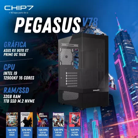 COMPUTADOR GAMING - I9 12900KF / ASRock RX 9070 XT 16GB / 32GB RAM / 1TB SSD - CHIP7 PEGASUS V78